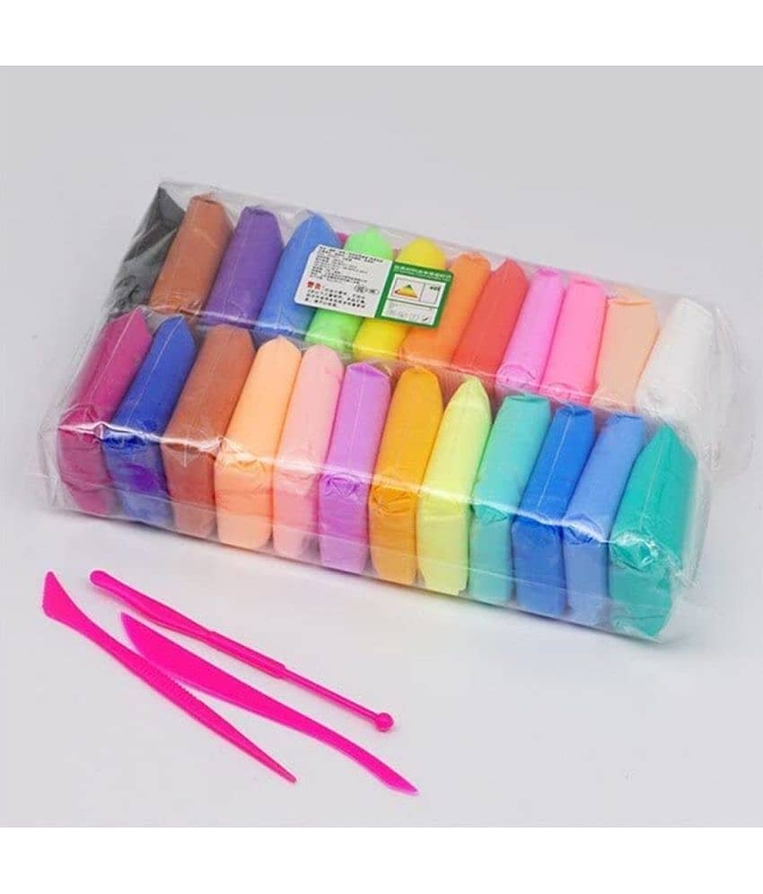 yeskart -12 PC LIGHT Creative Art and Craft Air Dry Super Clay with Carving Molding Tools Kit for Girls and Boys; Kids Above Age 5+ Year Old (Pack of 2) view 2