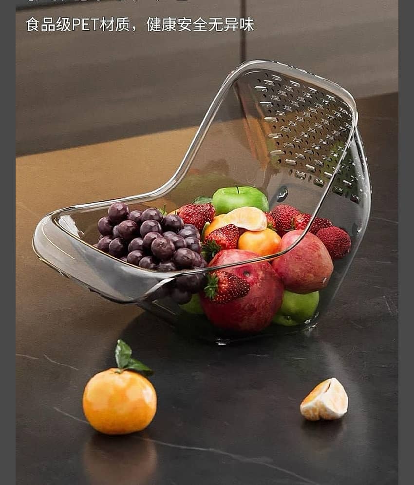 double drainage sink basket, kitchen washing baskt rice washing bowl, multifunctional kitchen basket, water draining bowl, food grade strainer, household draining basket, kitchen colander, plastic washing bowl, vegetable washer bowl view 2
