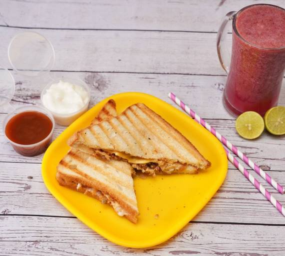 Chicken Cheese Sandwich +Grape Lemon Juice