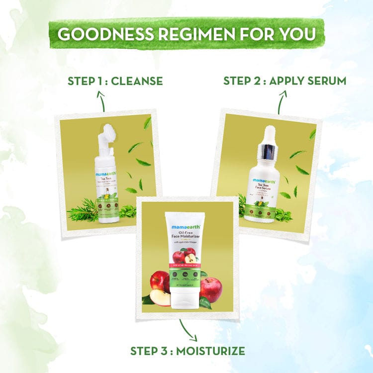 Mamaearth tea tree foaming facewash (150 ml) + Mamaearth tea tree face serum (30 ml) + Mamaearth apple cider vinegar Moisturizer(80 gm) Pack of 3 view 2