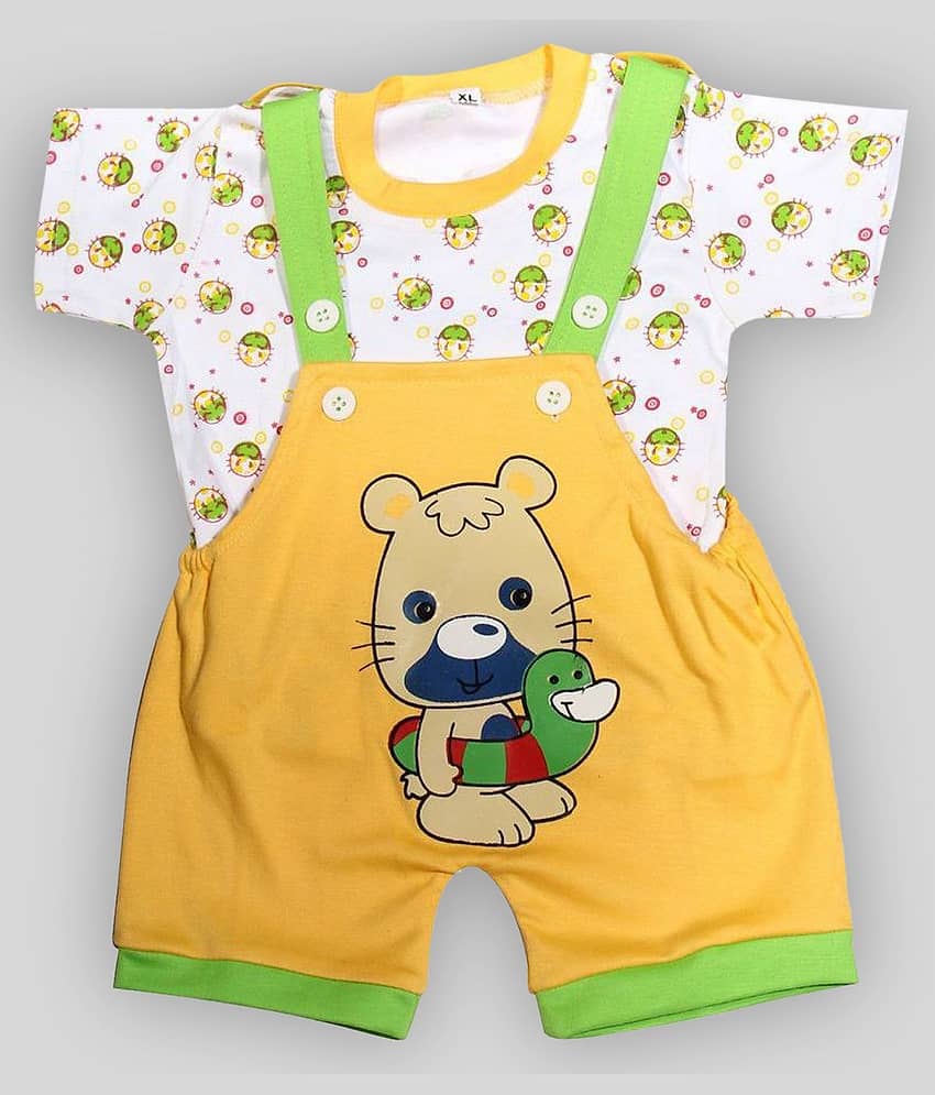 Babeezworld Pack of 2 Baby Girls Cotton Dungarees ( Multicolor ) view 2