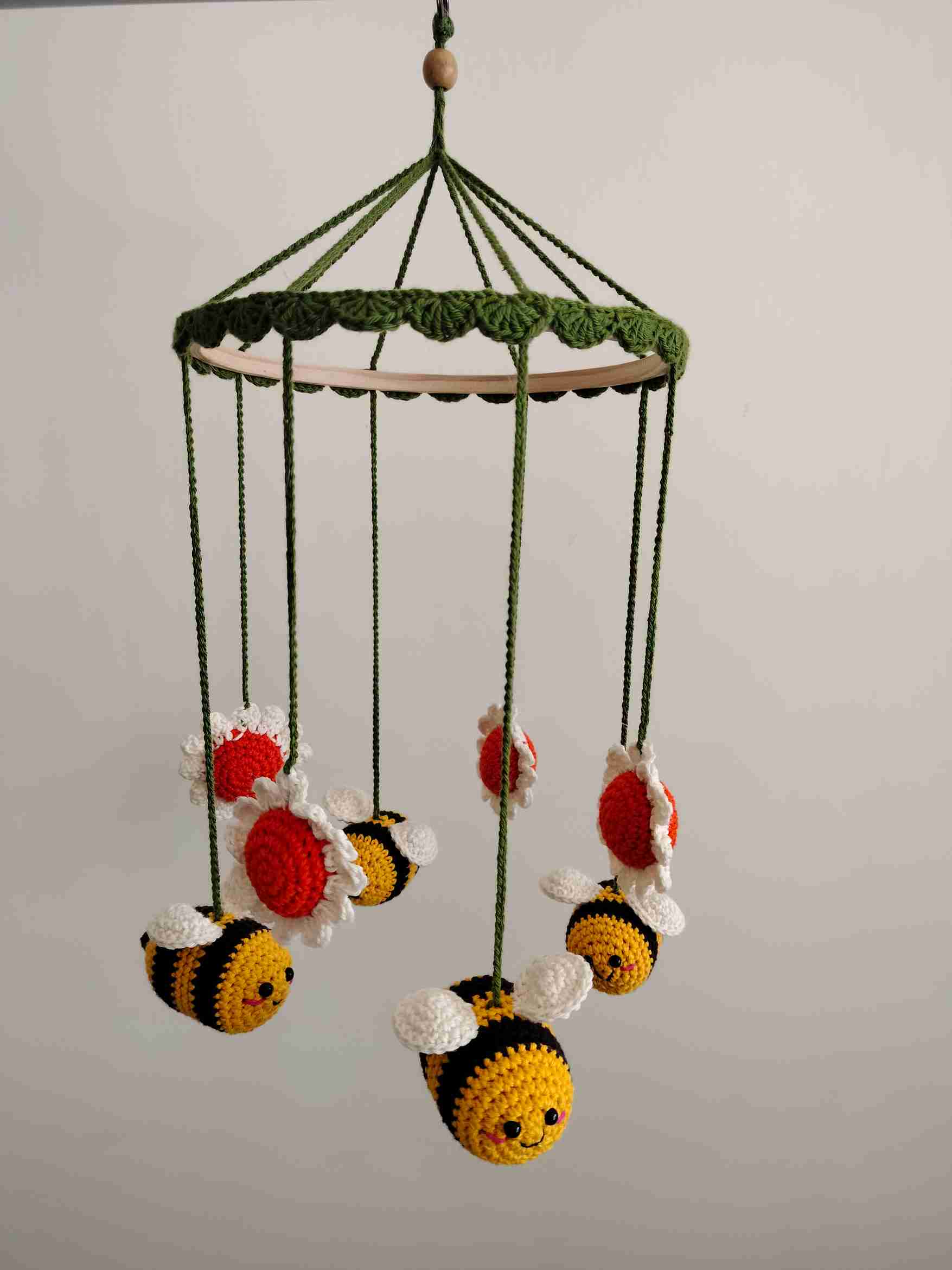 Baby Cot Mobile Hand-Knitted Crochet Hanging view 2