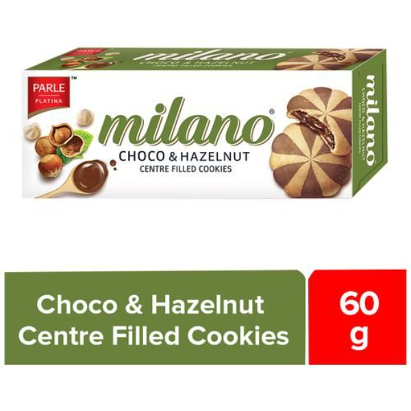 Parle Milano Choco & Hazelnut Centre Filled Biscuits 60 Gms