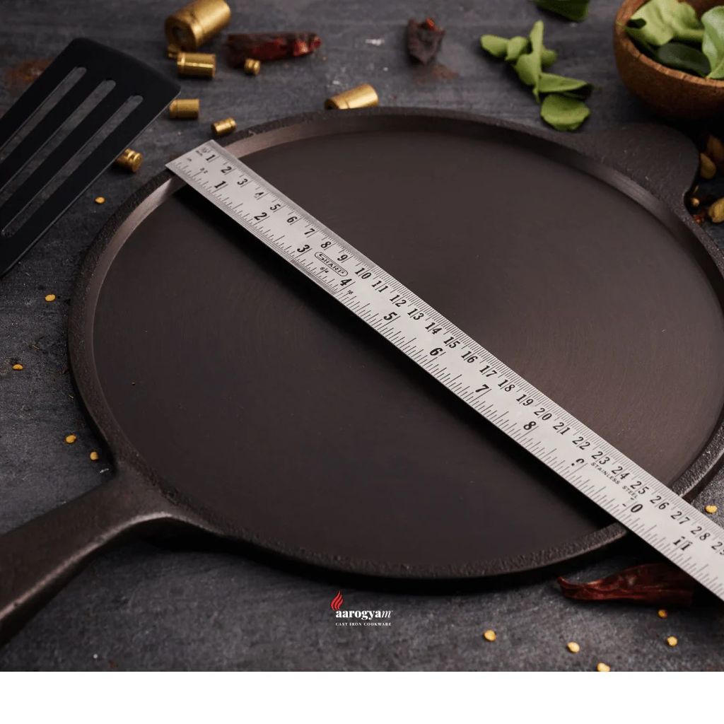 Aarogyam 10 Inch Induction Friendly Pre-seasoned Cast Iron Long Handle Tawa, Naturally Nonstick, Induction Friendly view 2