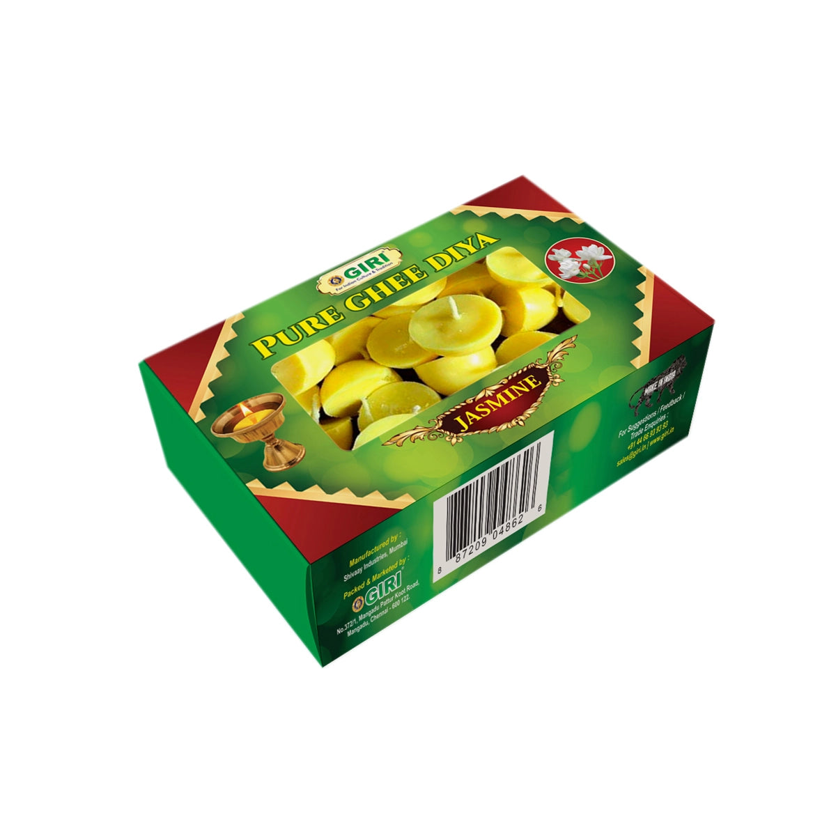 Giri Pure Ghee Diya - 20 Pcs | Ghee Wicks | Diya Batti | Jyot Batti | Ghee Cotton Wicks for Pooja Jasmine view 2