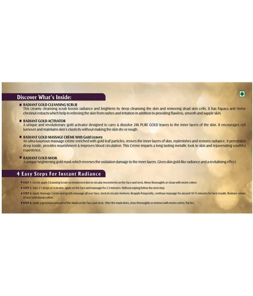 Lotus Herbals Radiant Gold Cellular Glow 1 Facial Kit With 24K Gold Leaves 37g (Pack of 2) view 2