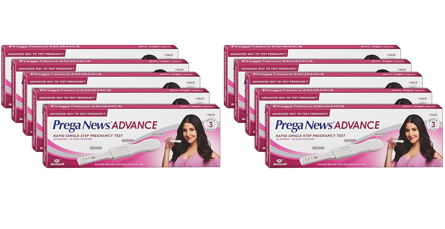 Mankind Prega News Advance HCG Home Pregnancy Test Midstream Urine Test Kit One Step Pregnancy Test Easy to Use Accurate Result in Just 3 Minutes x Pack of 1 (10) view 2