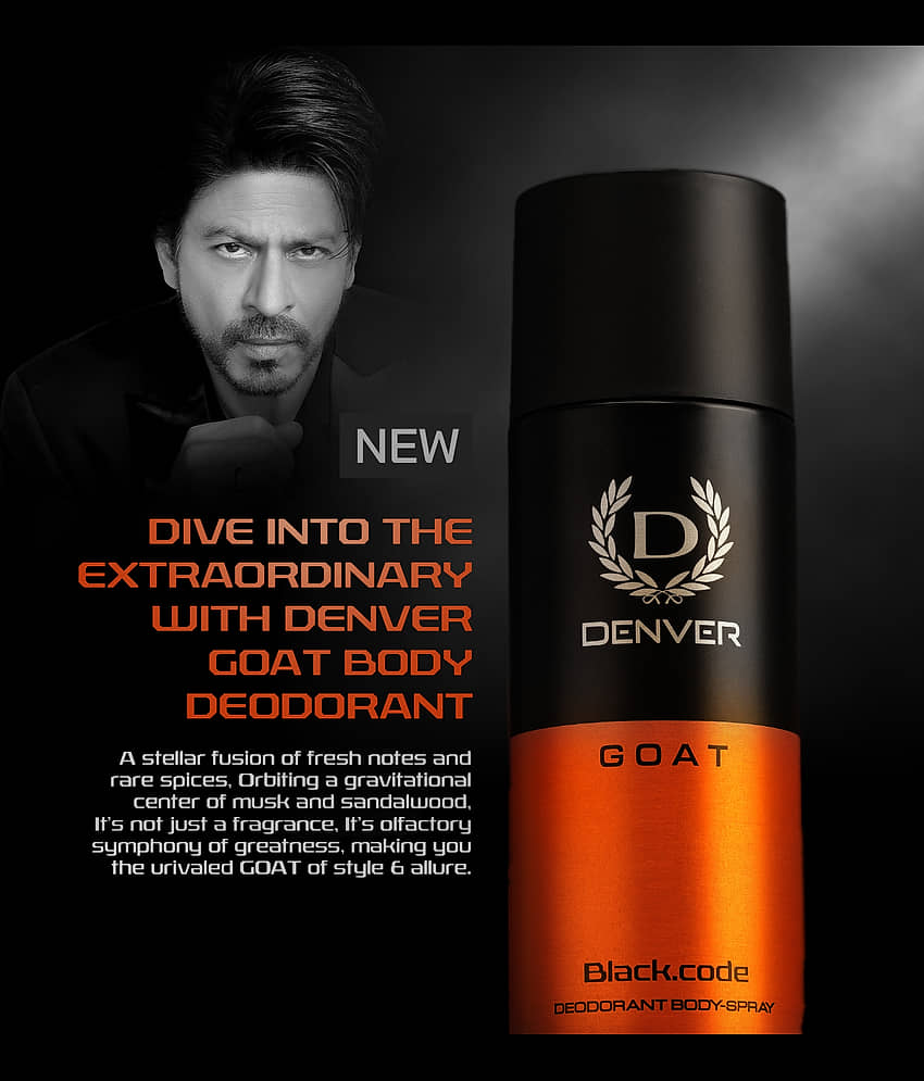 Denver Black Code Goat & Vibe Long Lasting Deodorant Spray For Men 150 ml Each (Pack of 2) view 2