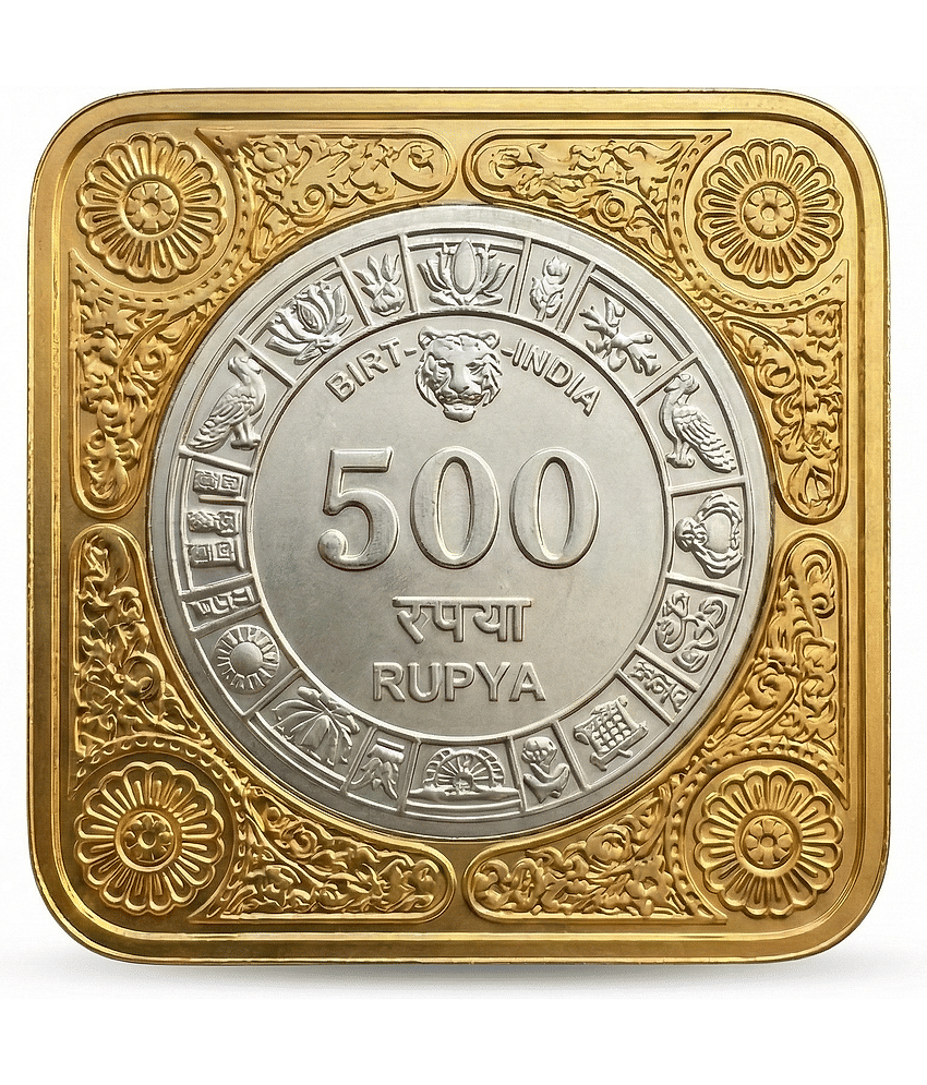 Premium Square 500 Rupya | BIRT-INDIA | Tiger Collectible Luxurious Coin Bar & Paper Weight 55 Grams view 2