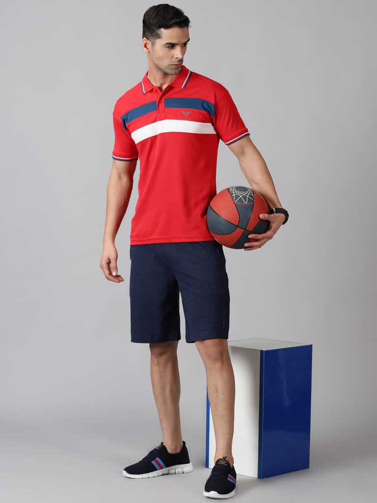 Dry-fit Red Striped Polo view 2