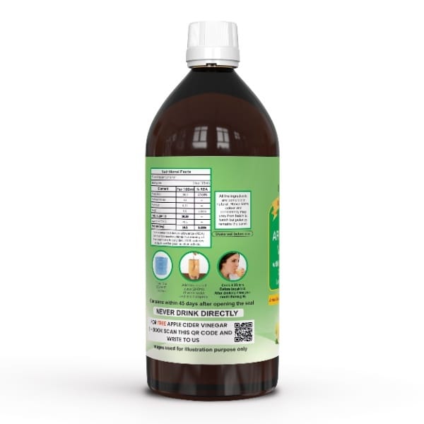 Dr. Patkar's Apple Cider Vinegar with Ginger, Garlic, Lemon, & Honey| Amber Glass Bottle | (500ml) | Raw & Unfiltered for Support Heart Health, weight, Immunity & Digestion Management view 2