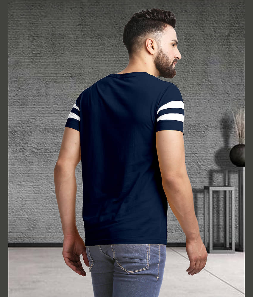 AOOSH Cotton Blend Regular Fit Colorblock Half Sleeves Men's Round T-Shirt - Black ( Pack of 1 ) view 2