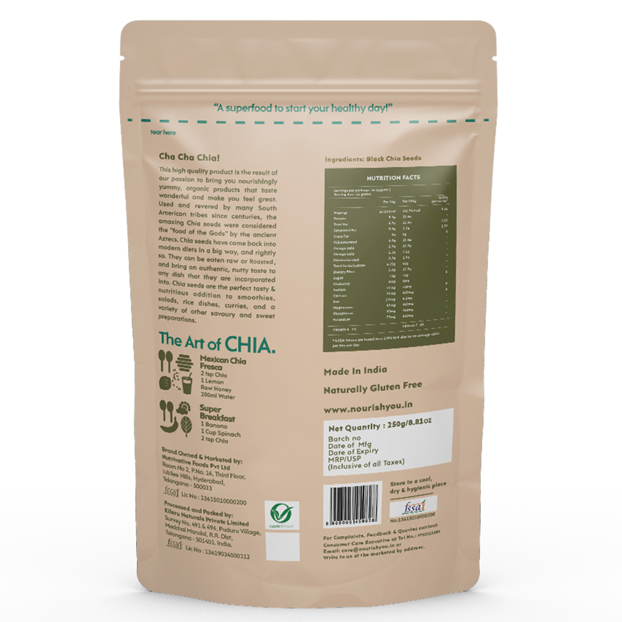nourish you Raw Black Chia Seeds view 2