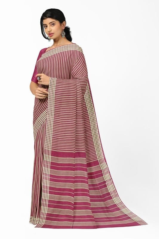 APCO Handloom (A Andhra Pradesh Govt Emporium)- Women's Traditional Pure Handloom Bandar/Polavaram Pink Cotton Saree | PBS0024 view 2