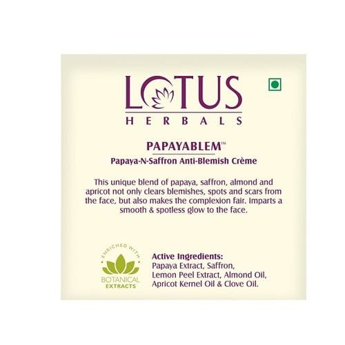 Lotus Herbals Papayablem Papaya-n-Saffron Anti-Blemish Creme (50gm) view 2