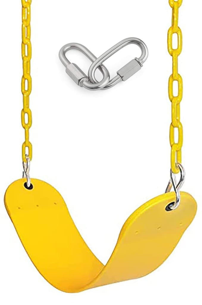 REZNOR High Back Full Swings Seats & Bucket Swing Heavy Duty with 1.5 Meter Chain,Playground Swing Set Accessories Replacement, 4 Oval Shape Stainless Steel Screw Link Snap Hooks for Kids, Adults view 2