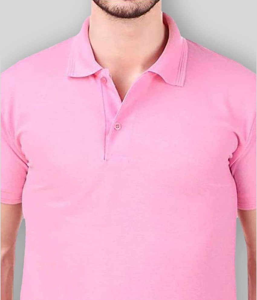 FASHION365 Pack of 1 Cotton Blend Slim Fit Solid Half Sleeves Men's Polo T Shirt ( Pink ) view 2