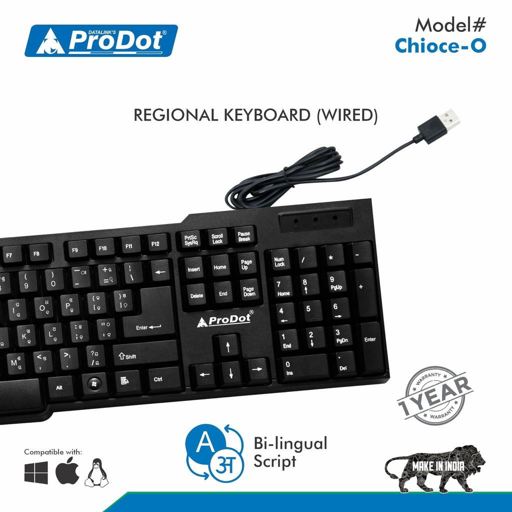 ProDot KB-Choice QWERTY �Made in India� Keyboard with 104 Low Profile Keys, Spill Resistant Design for Windows, Mac, PC, Laptop view 2