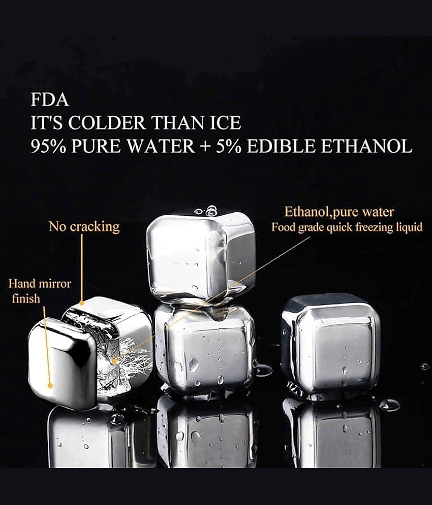 sakimo Stainless Steel Whiskey Stones Set with Tongs & Container – Reusable Metal Ice Cubes for Whiskey, Red , Cocktails – Food-Grade Quick-Freeze Ice Cubes – Chill Drinks Without Dilution view 2