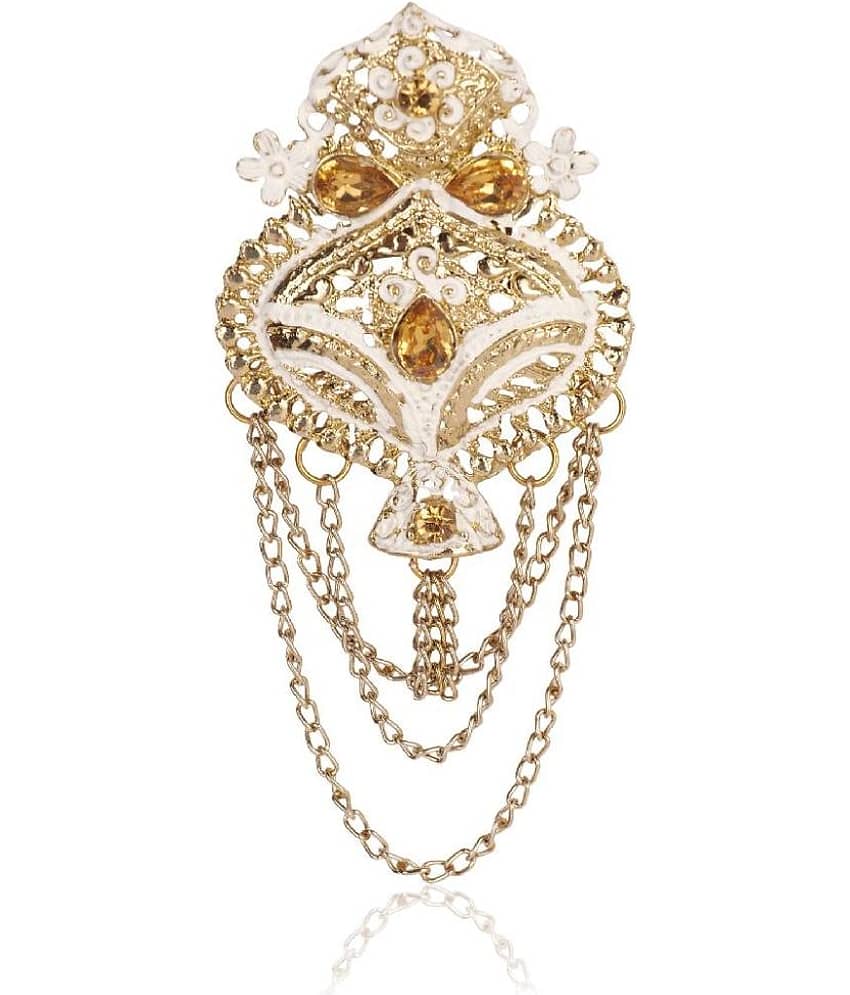 Dulha groom sherwani Necklace/Moti Mala for Men for wedding | Groom Mala and Brooch Set view 2