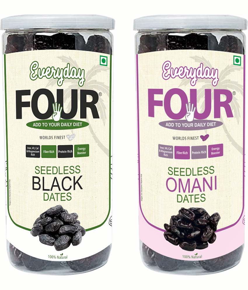 Everyday Four Seedless Black Dates 400g + Seedless Omani Dates 400g ( Combo Pack )