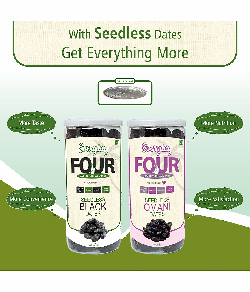 Everyday Four Seedless Black Dates 400g + Seedless Omani Dates 400g ( Combo Pack ) view 2