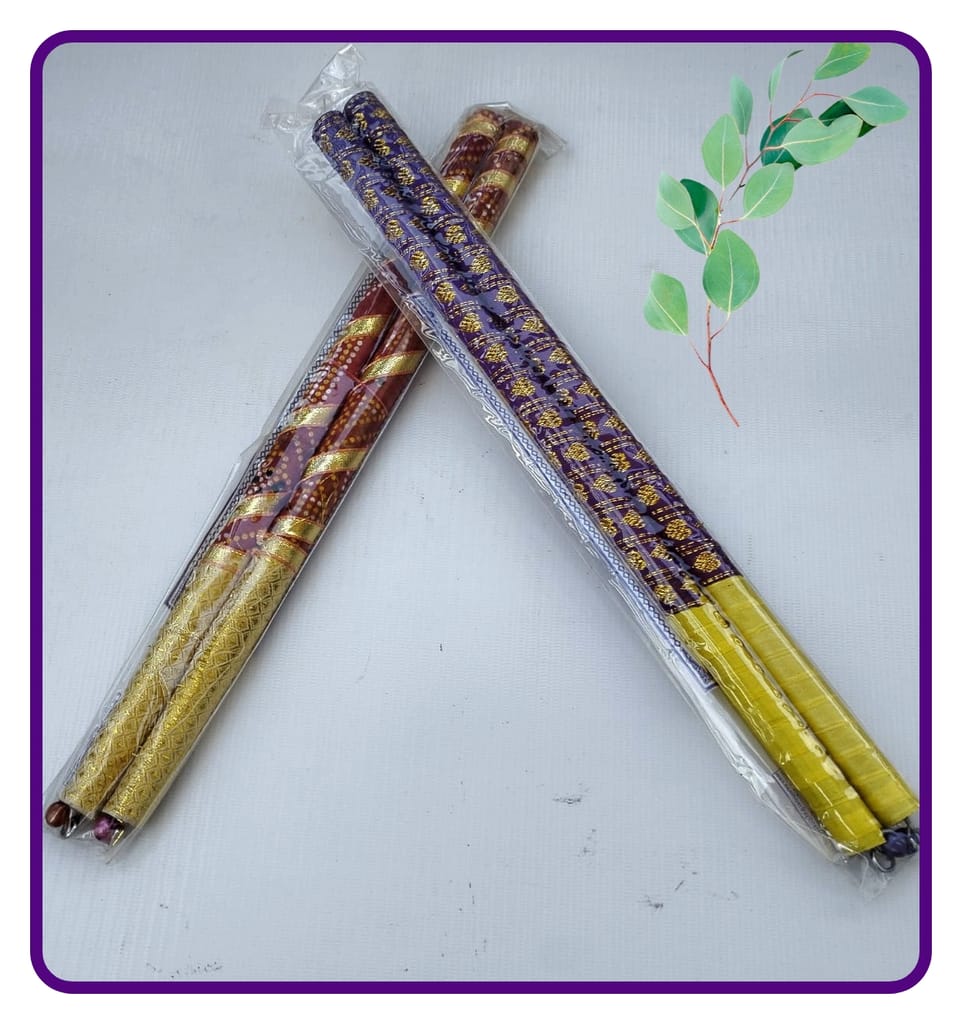 Traditional Wooden Dandiya Sticks for Navratri & Garba Festival ( 2 Pair Set with 2 Colors ) view 2
