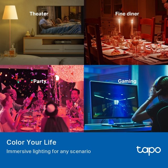 TP-Link Tapo L530B Smart Bulb, Smart Wi-Fi LED Light, B22, 8.7W, Compatible with Alexa(Echo and Echo Dot) and Google Home, Colour-Changeable, No Hub Required [Energy Class A+], Multi, Standard view 2