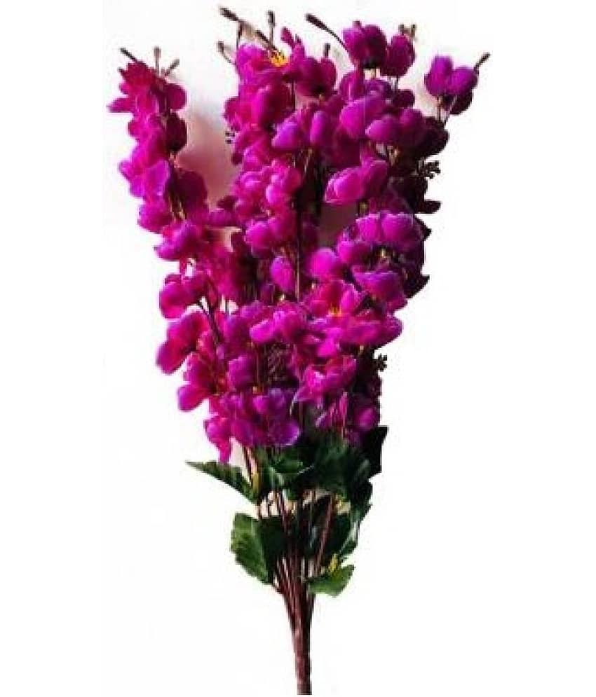 Green plant indoor Orchids Purple Artificial Flowers Bunch - Pack of 1 view 2
