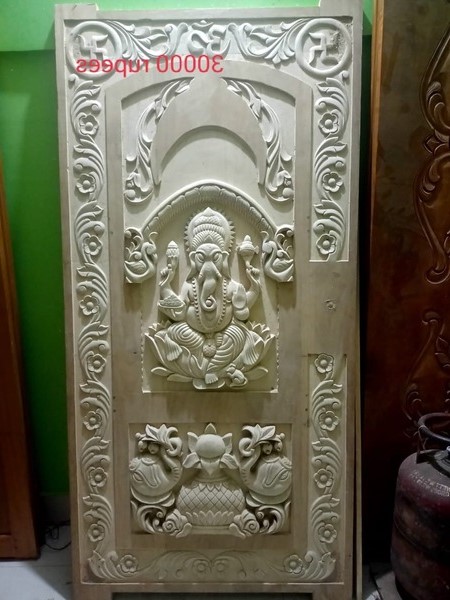 Wooden Designer Ganpathy Door view 2