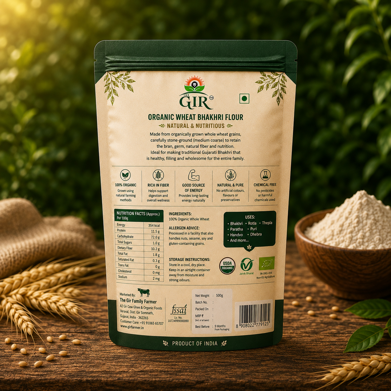 Organic Wheat Bhakhri Flour - Natural & Nutritious view 2