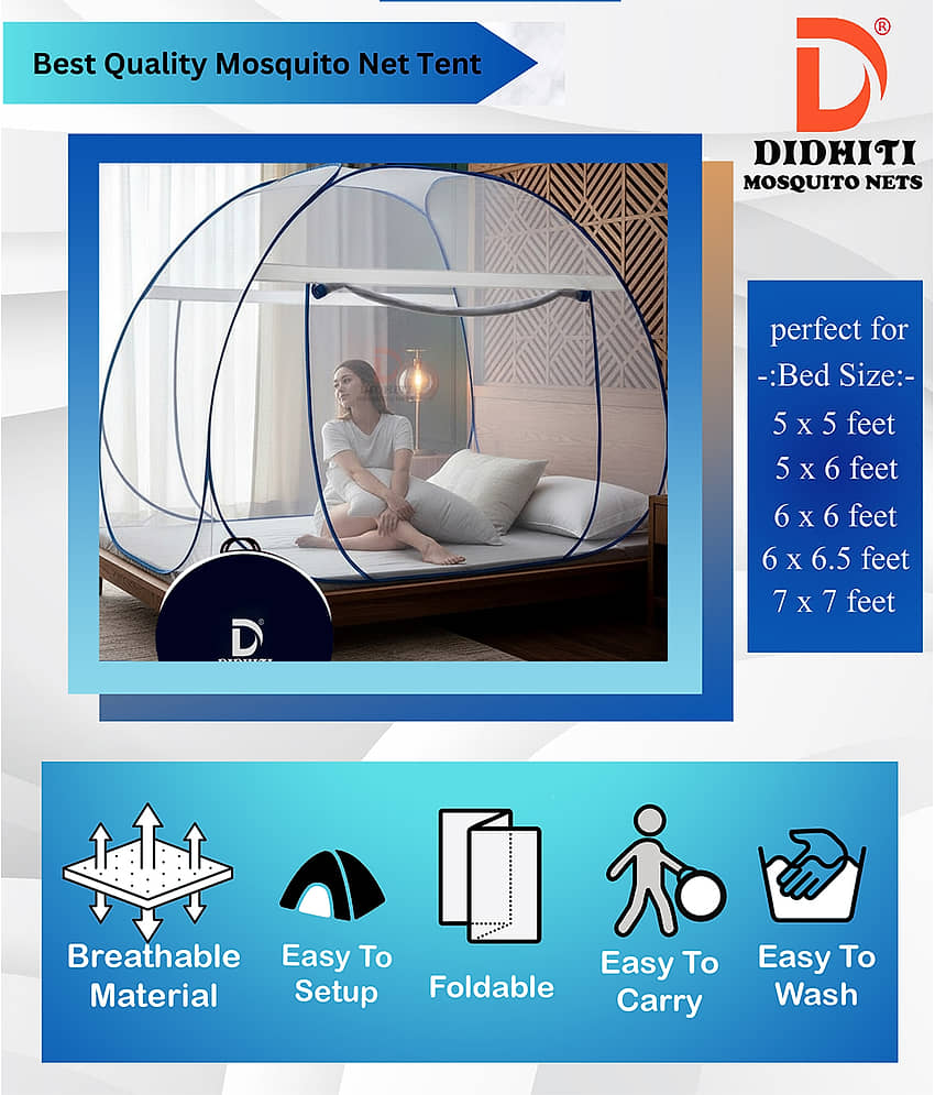 didhiti - White Polycotton Foldable Mosquito Net ( Pack of 1 ) view 2