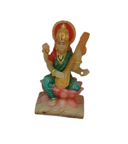 Buy Goddess Saraswati Idol/Murti for Home and Office | White Marble | 8 Inches view 2