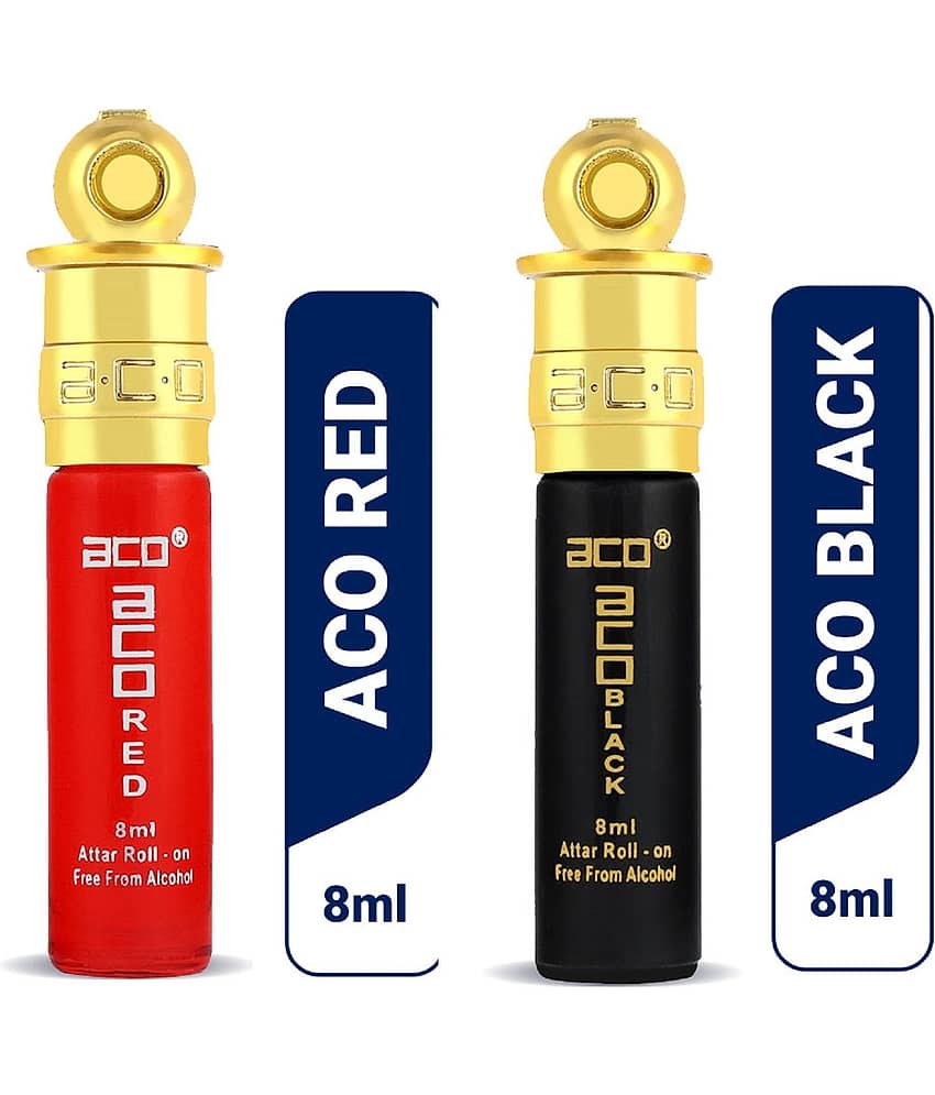 aco perfumes ACO RED & ACO BLACK Concentrated Attar Roll On 8ml COMBO SET view 2