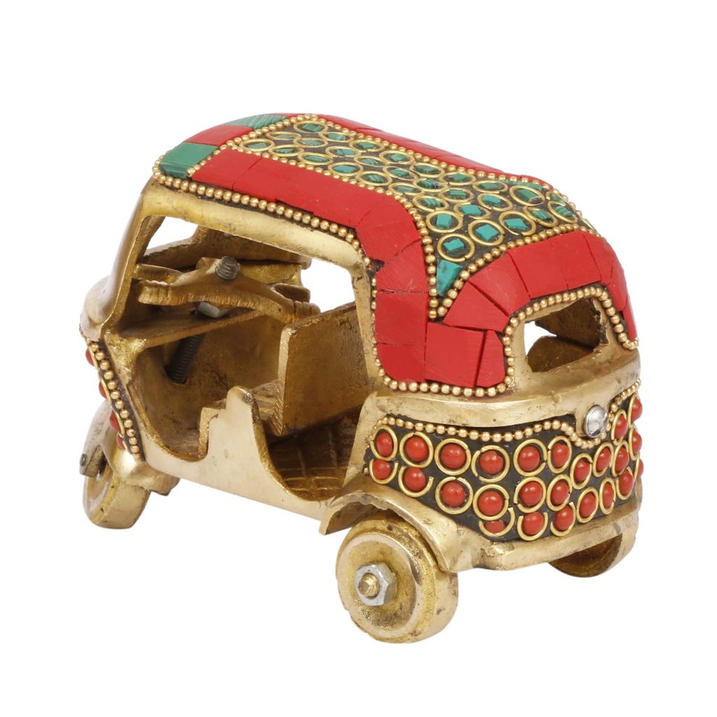 Brass Rickshaw with Stone Inlay Work