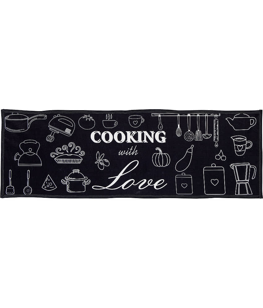 Aazeem Black Polyester Rectangular Floor Mat ( Pack of 1 ) view 2