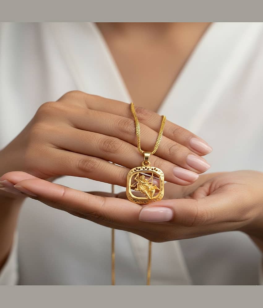 Charms Gold Religious Pendant With Chain ( Pack of 1 ) view 2