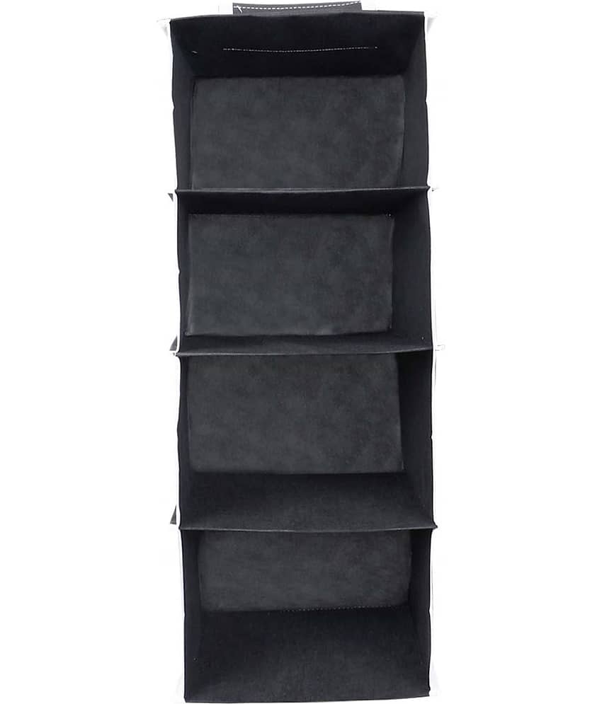 Non Woven Foldable Hanging 4 Shelves Wardrobe/Closet Cloth Storage Organizer -Pack of 1 view 2