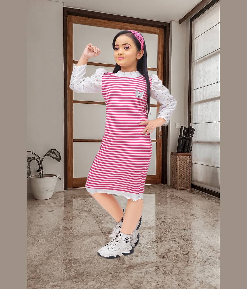 NEWSIFA Cotton Blend Bodycon Dress For Girls ( Pack of 1 , Black )