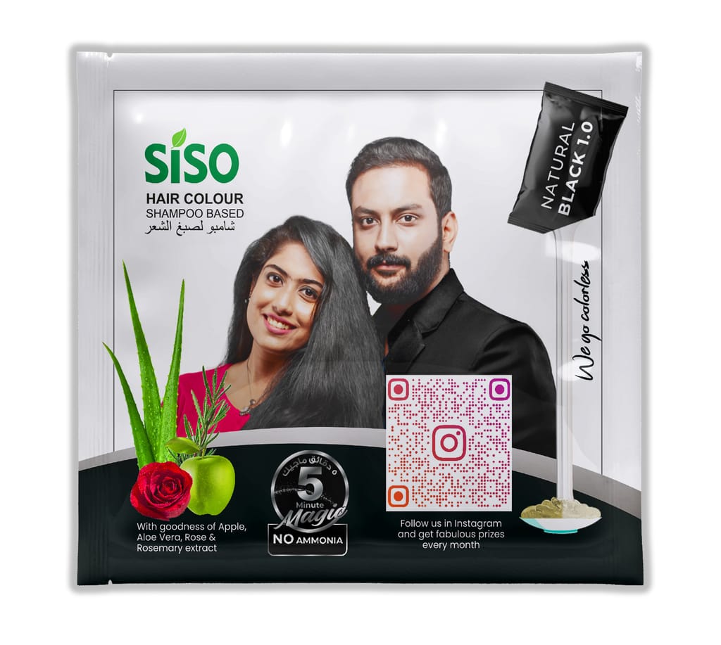 Siso Permanent Hair Color (20g) Pack of 10 - Natural Black, 100% Grey Coverage with Herbal Extracts, 0% Ammonia & Silicone view 2