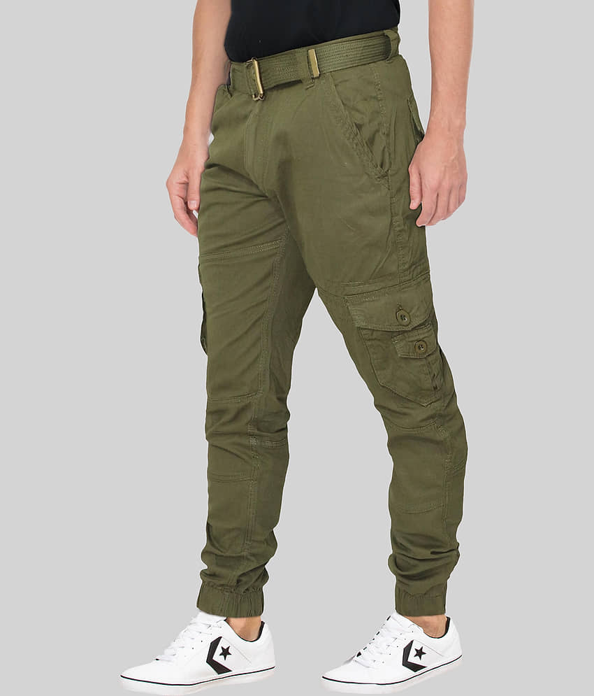 Urban Legends Regular Flat Men's Cargos - Dark Green ( Pack of 1 ) view 2