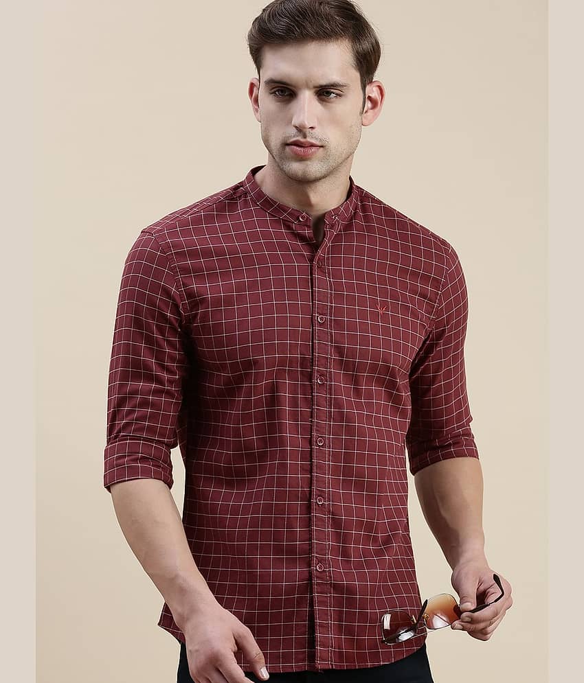 Showoff Cotton Blend Regular Fit Checks Full Sleeves Men's Casual Shirt - Maroon ( Pack of 1 ) view 2