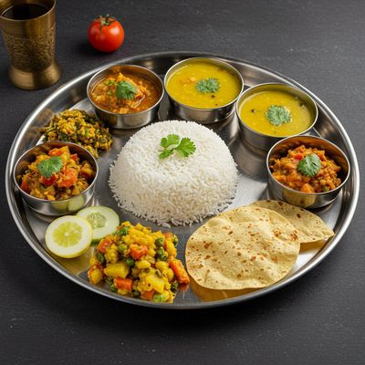 Rice + Sabji + Dal + Bhaji + Papad