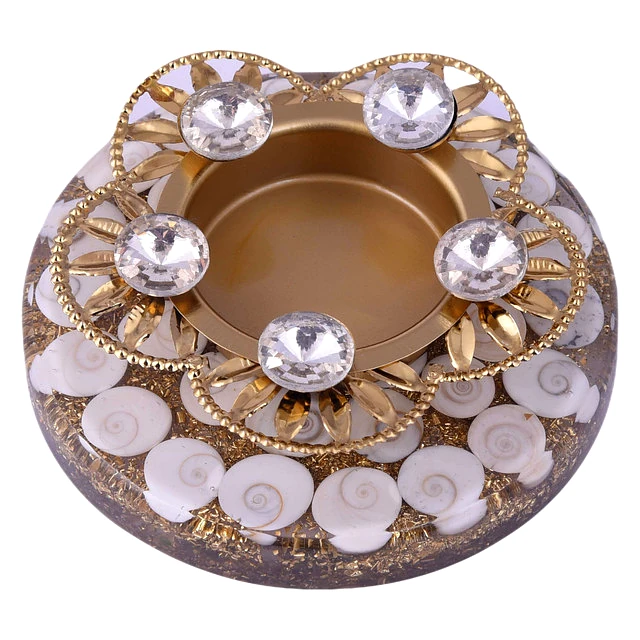 Tealight Holders with Natural Crystal Stone, Decorative,Votive Candle Holder, Tealight Candle Holder for Romantic Candle, Night, Dinner,Wedding,Bathroom, Diwali, Chirstmas(KI_097) by Krishna Impex view 2