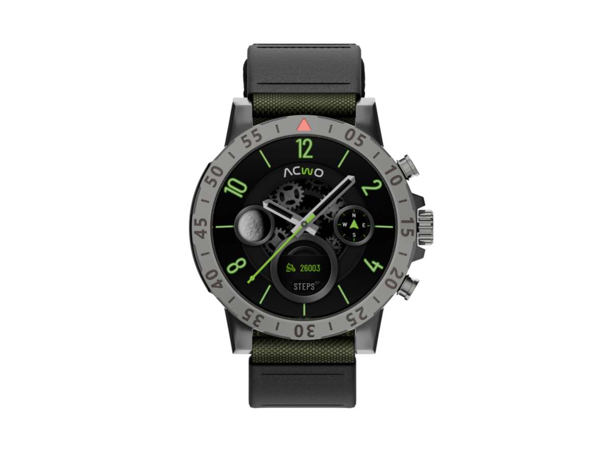 ACwO FwIT Biz AMOLED DISPLAY Smartwatch, AI Assistant Support, Functional Crown, 100+ Sports Mode, Bluetooth Calling, Health Monitoring - Army-Green view 2