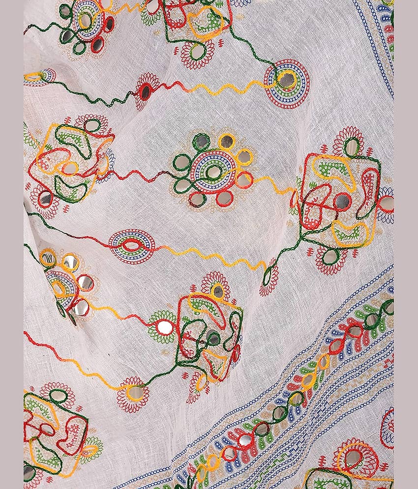 Apratim - White Cotton Women's Dupatta - ( Pack of 1 ) view 2