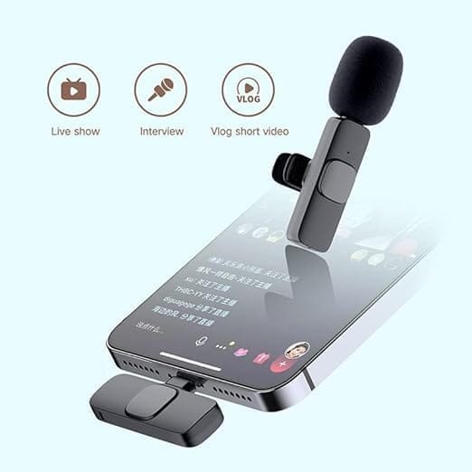 K8 Wireless Lapel Microphone System – Plug-and-Play Receiver for Mobile Recording, Vlogging, and Live Streaming view 2