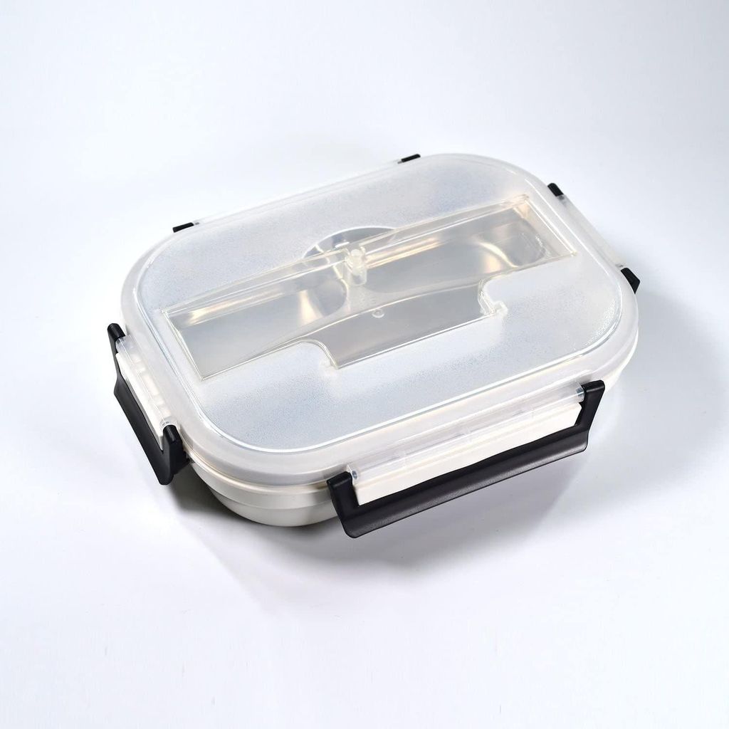 Store4hope Lunch Box for Kids and Adults, Stainless Steel Lunch Box with 3 Compartments with Spoon Slot. view 2