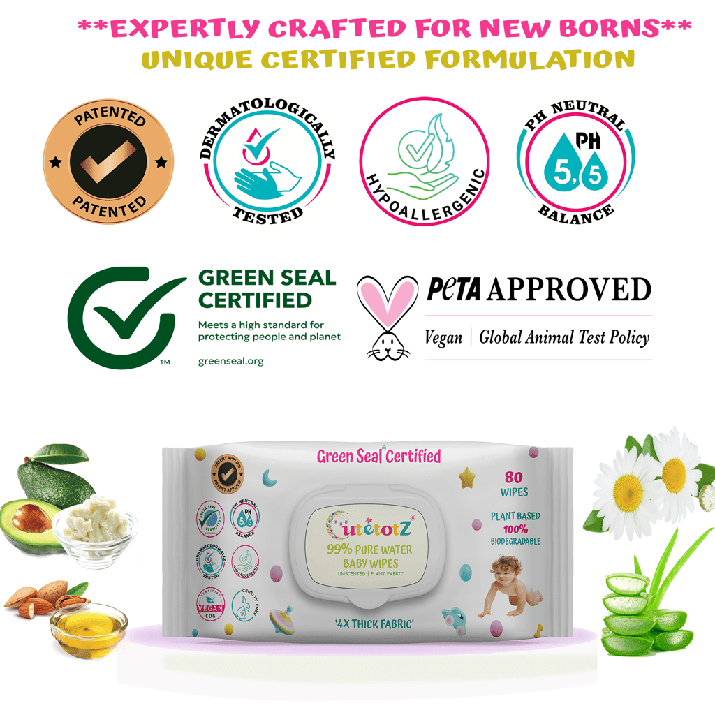 CutetotZ® Premium Organic Baby Wet Wipes | Green Seal® Certified | Pack 01 (80 Wipes) view 2