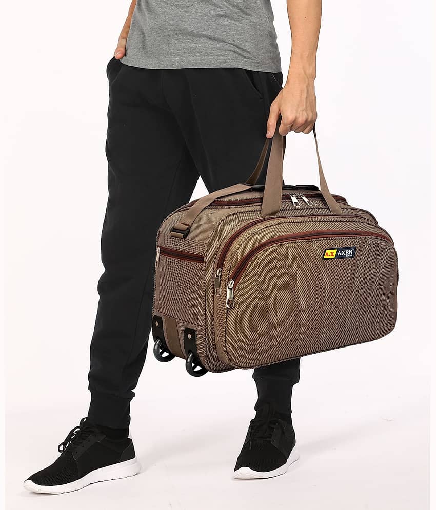 AXEN BAGS 60 Ltrs BROWN Polyester Duffle Trolley view 2
